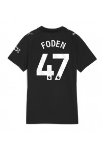 Manchester City Phil Foden #47 Jalkapallovaatteet Naisten Vieraspaita 2025-26 Lyhythihainen